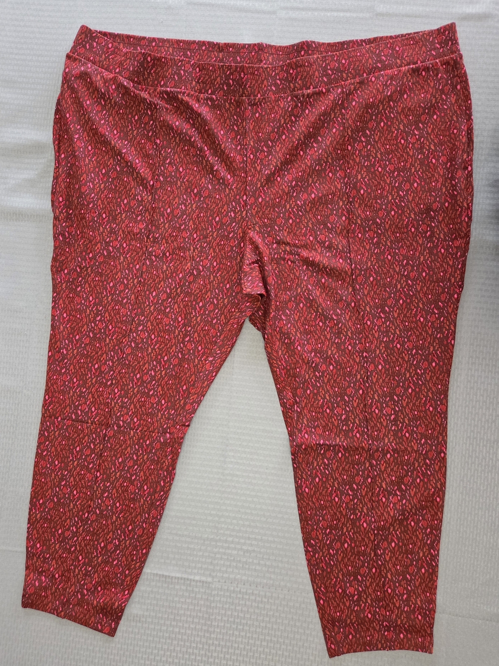 Isaac Mizrahi Live! Pet Printed Ponte Knit Slim-Leg Pants Rum Rasin Size 4X NEW